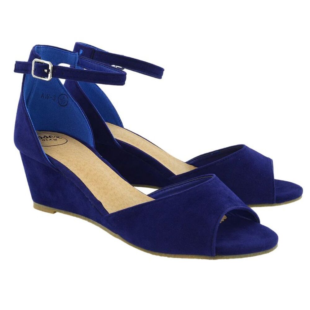 XY London Womens/Ladies Lottie Peep Toe Wedge Sandals / Navy